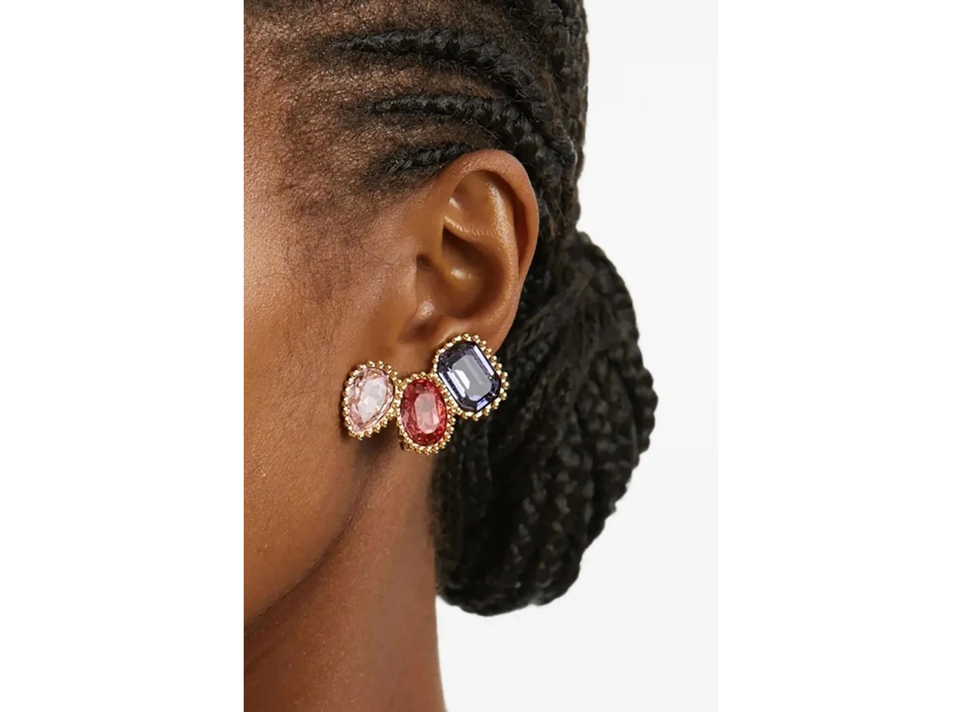 Karışık Renk Taş Detaylı Küpe (Çift)