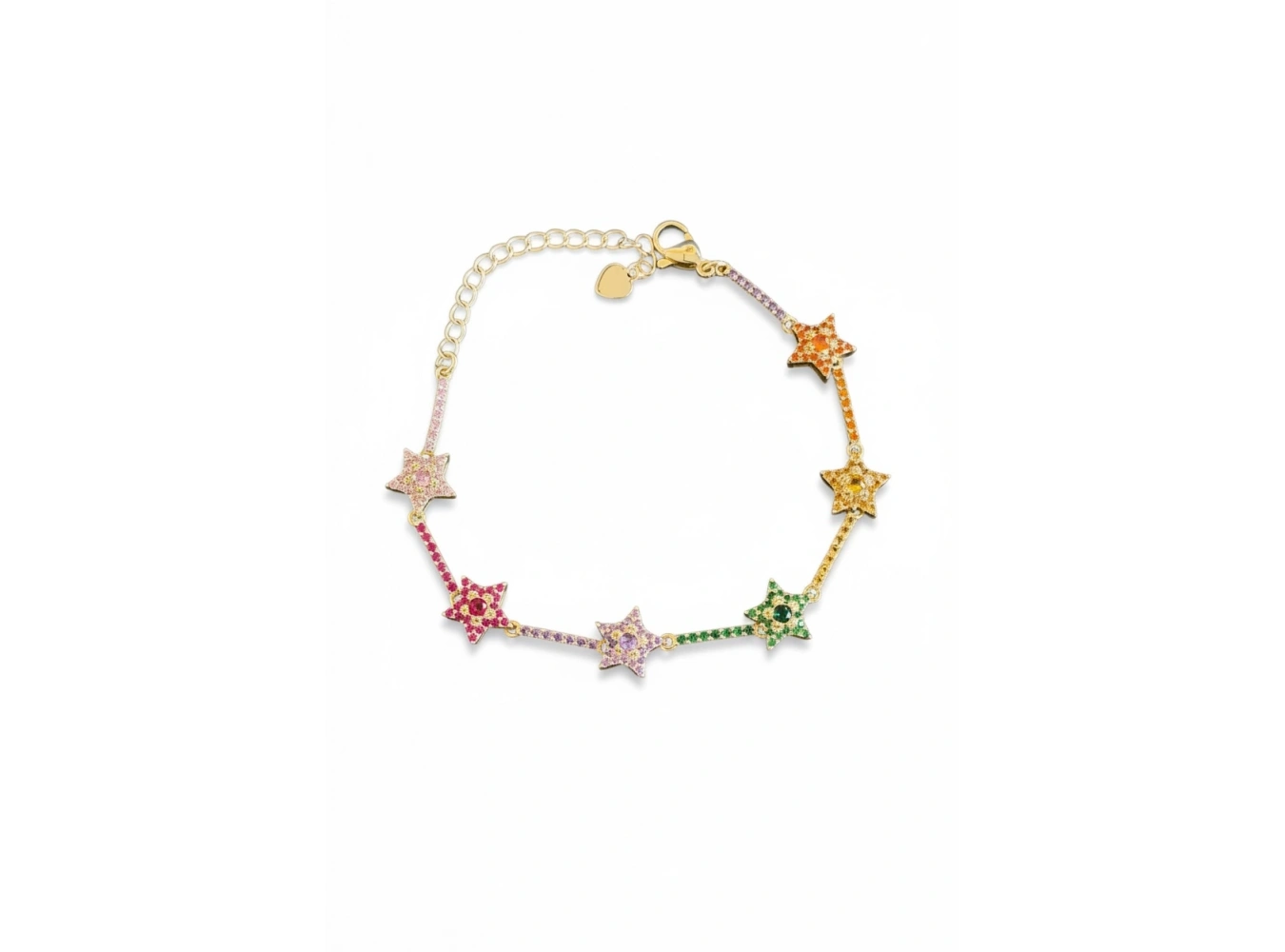 Karışık Renk Taş Detaylı Yıldız Figürlü VİP Bileklik