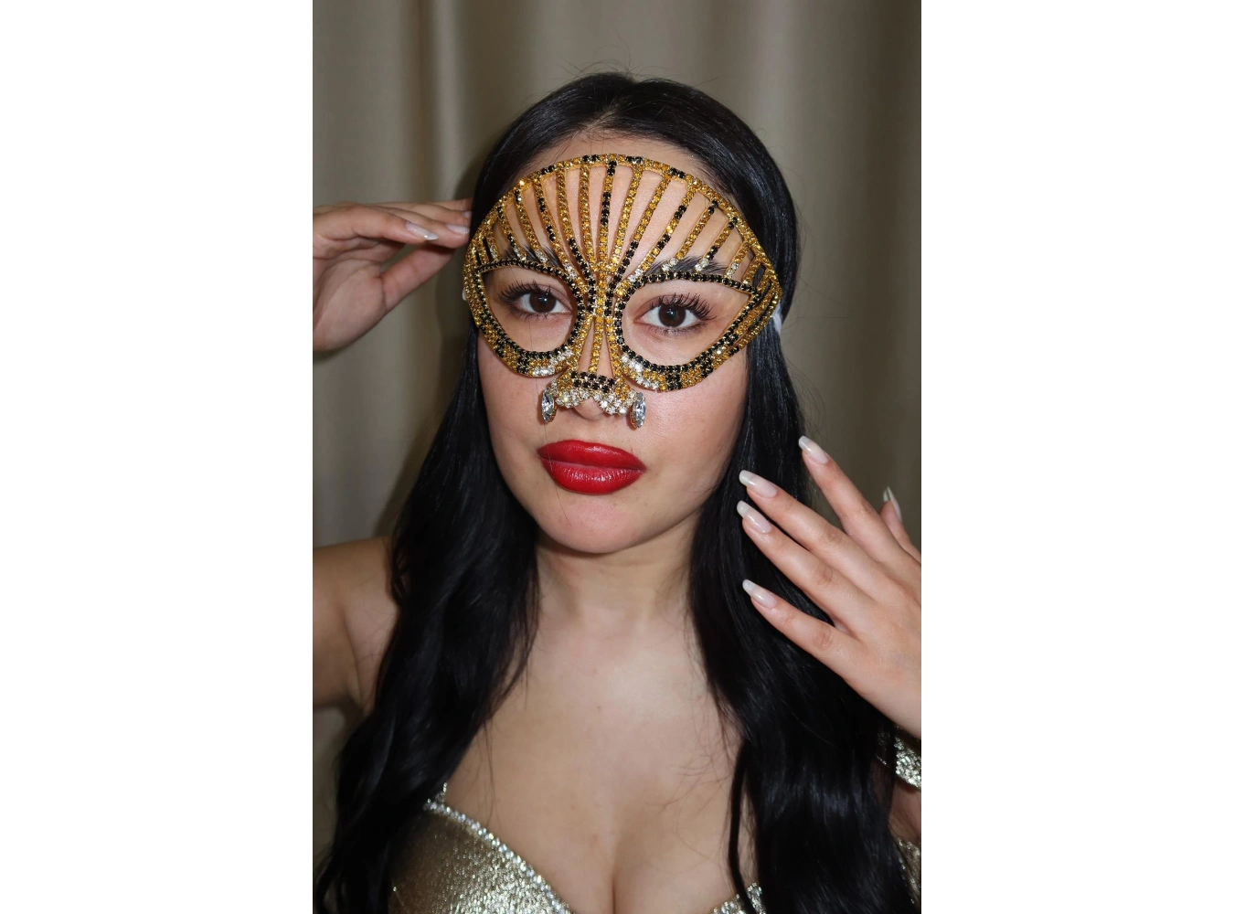 Karışık Renk Taşlı Parti Maskesi