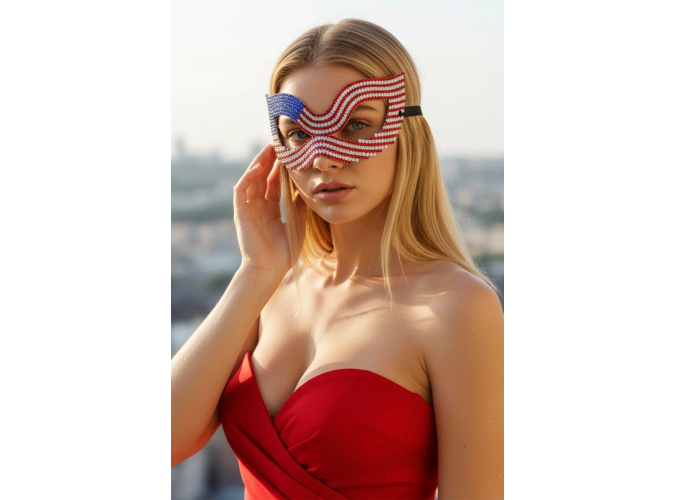 Karışık Renk Taşlı Parti Maskesi