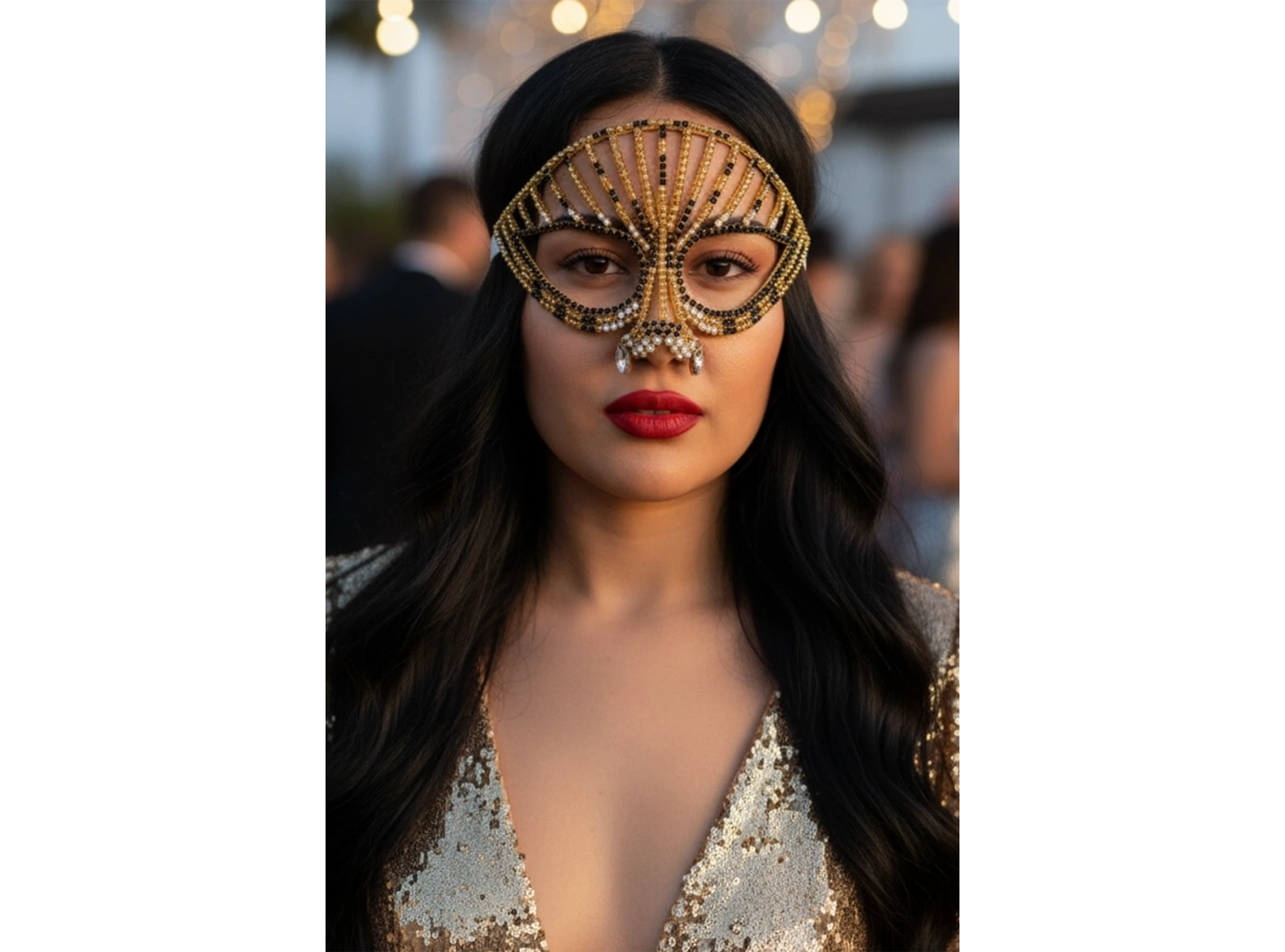 Karışık Renk Taşlı Parti Maskesi