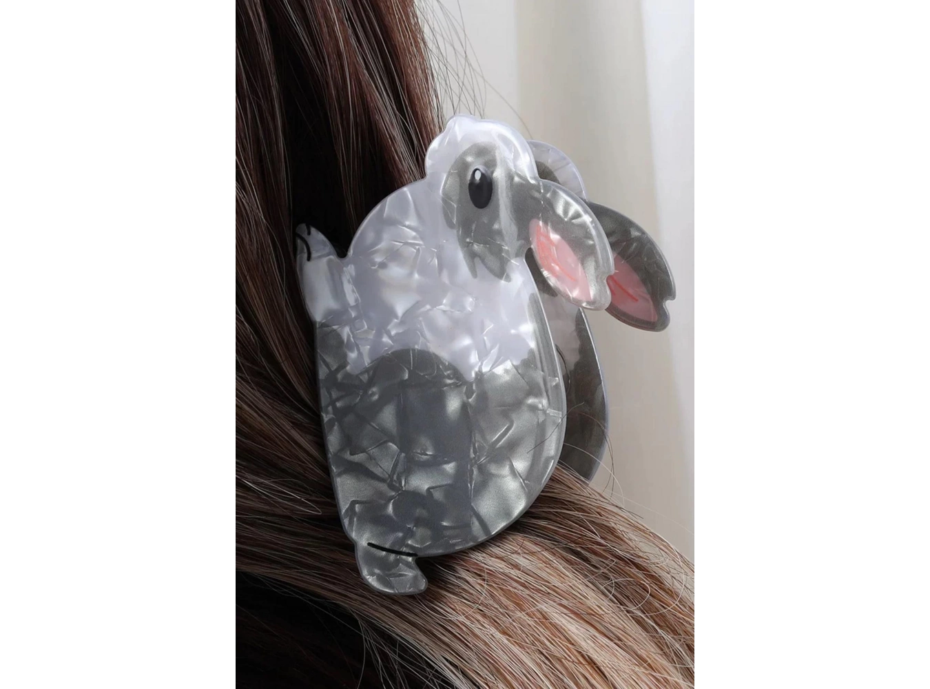 Karışık Renk Tavşan Figürlü Kemik Mandal Toka