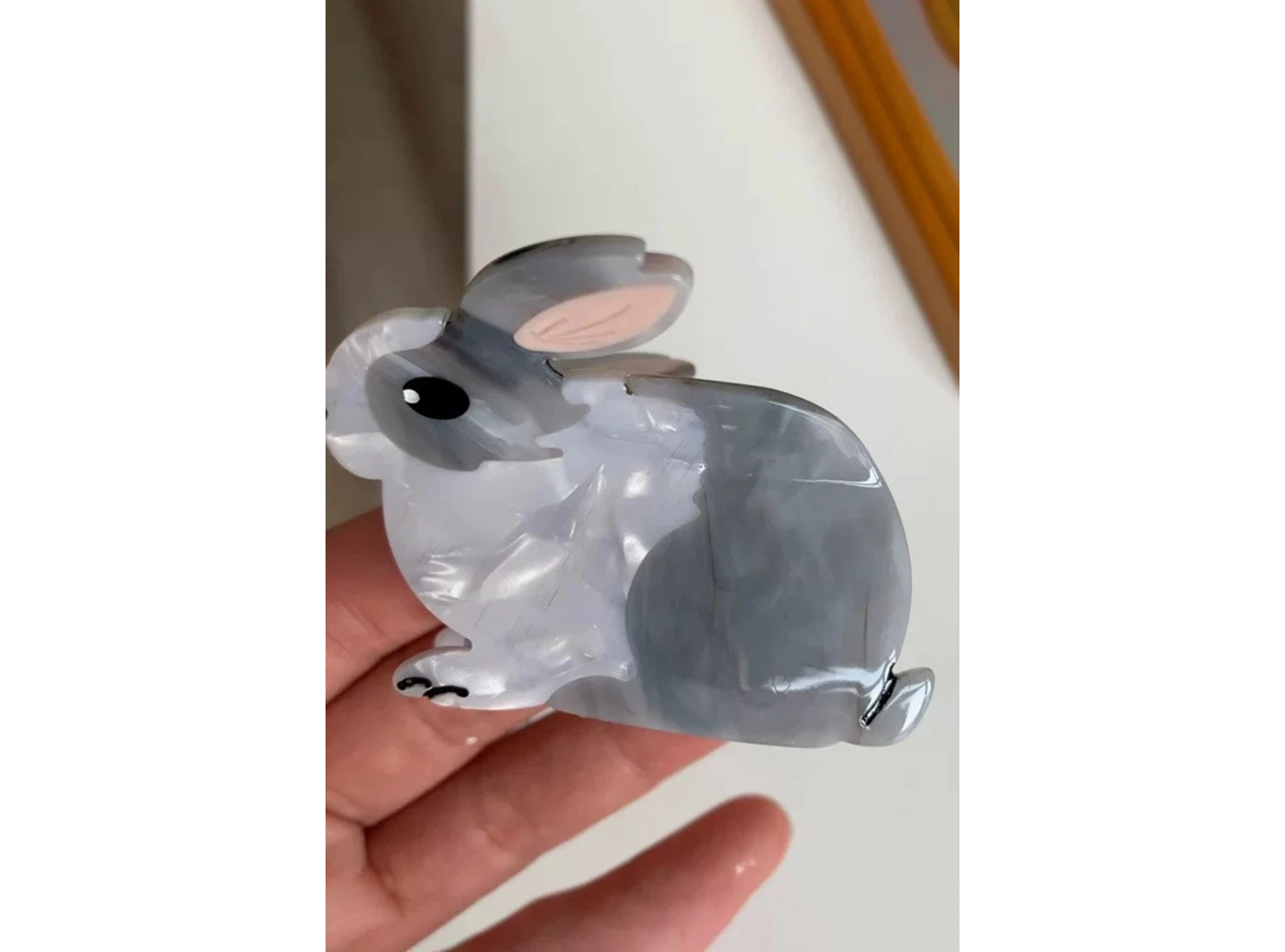 Karışık Renk Tavşan Figürlü Kemik Mandal Toka