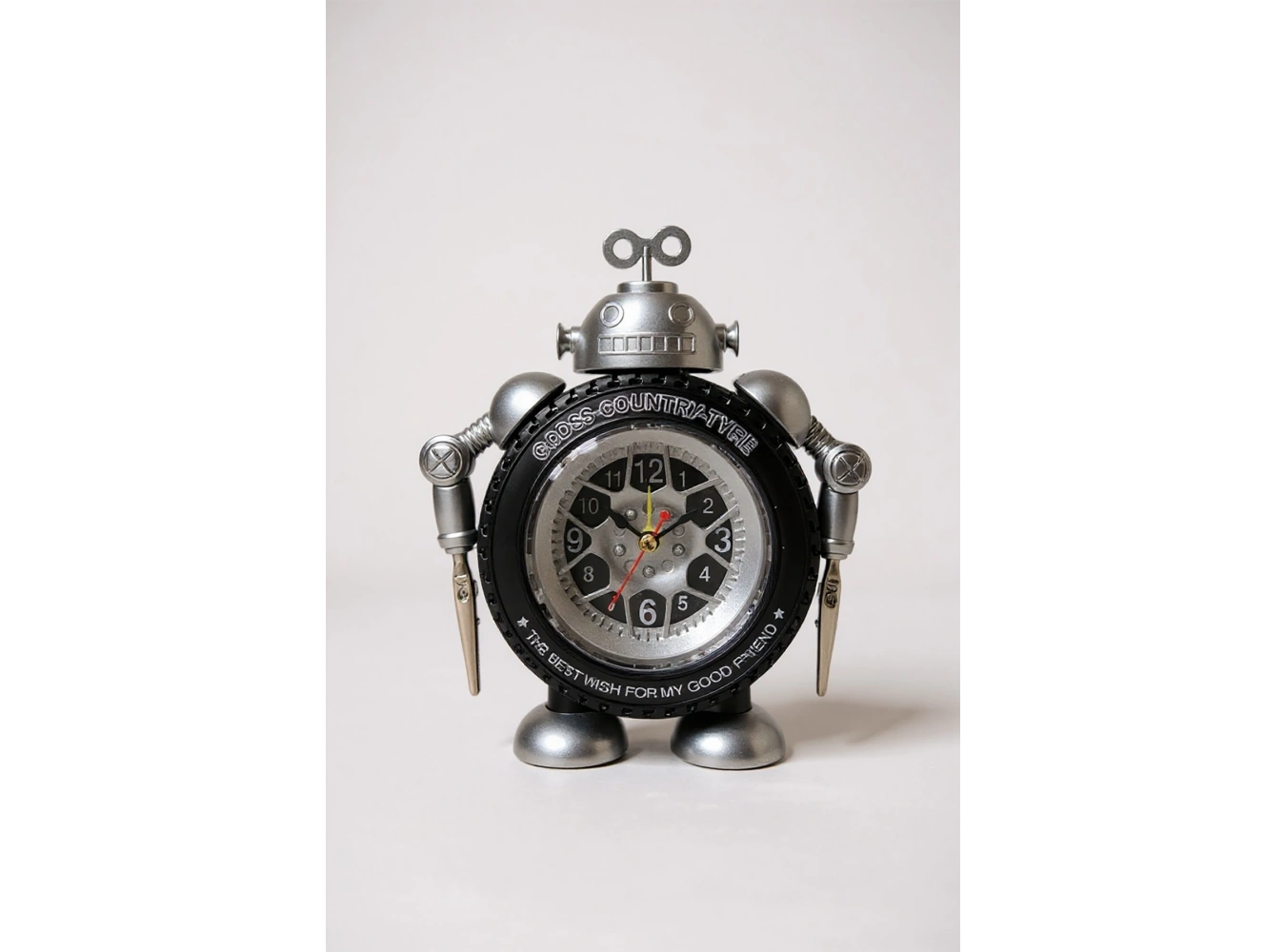 Karışık Renk Tekerlek Figürlü Mini Dekoratif Alarmlı Yuvarlak Masa Saati