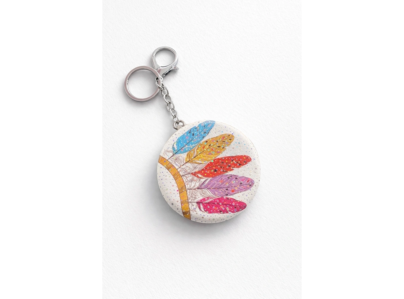 Karışık Renk Tüy Figürlü Cep Aynası