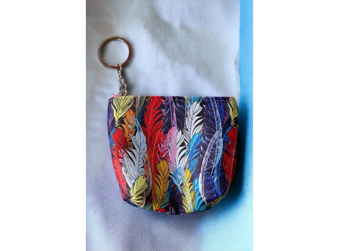 Karışık Renk Tüy Figürlü Cüzdan/ Anahtarlık
