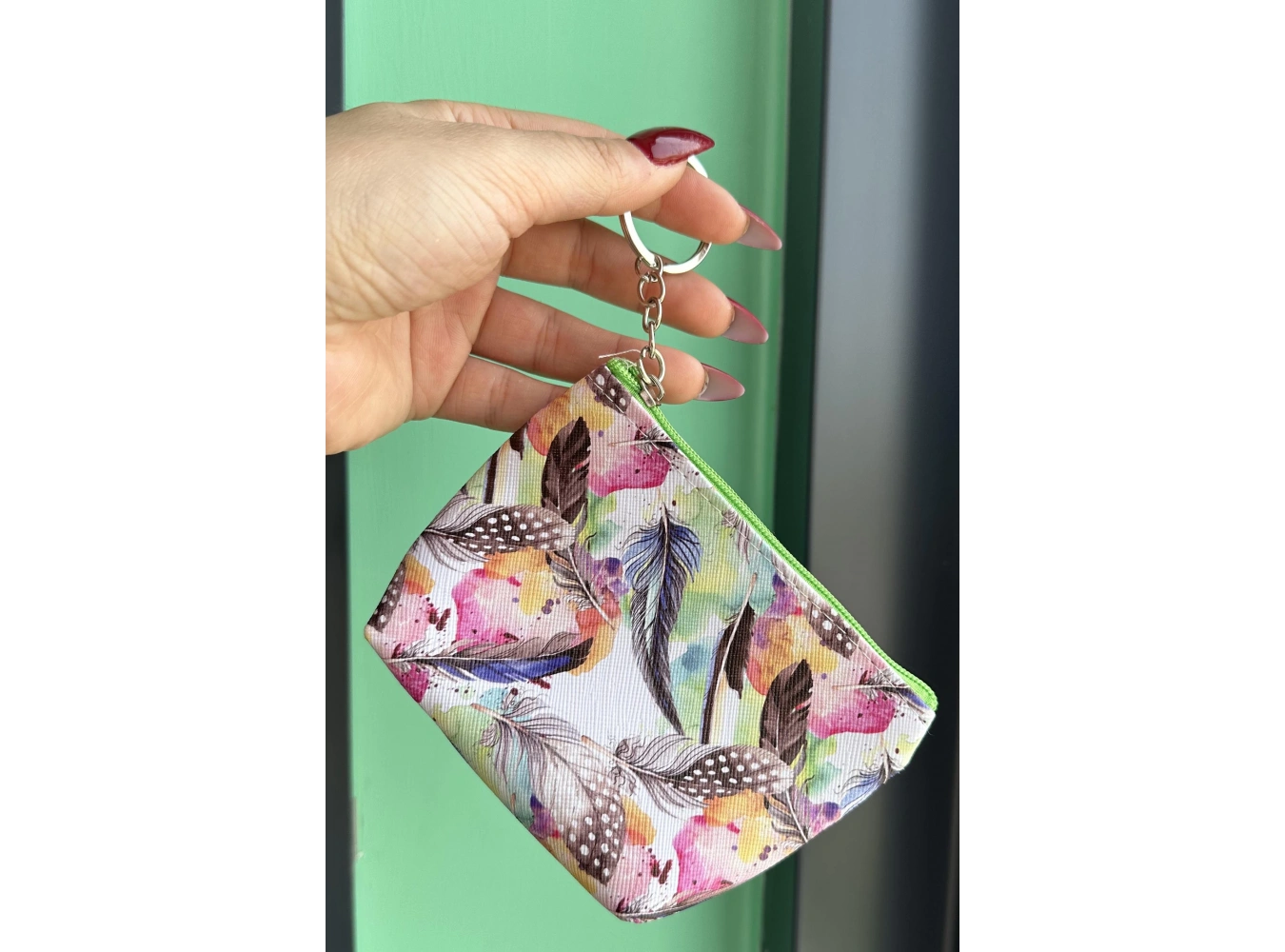 Karışık Renk Tüy Figürlü Cüzdan/ Anahtarlık