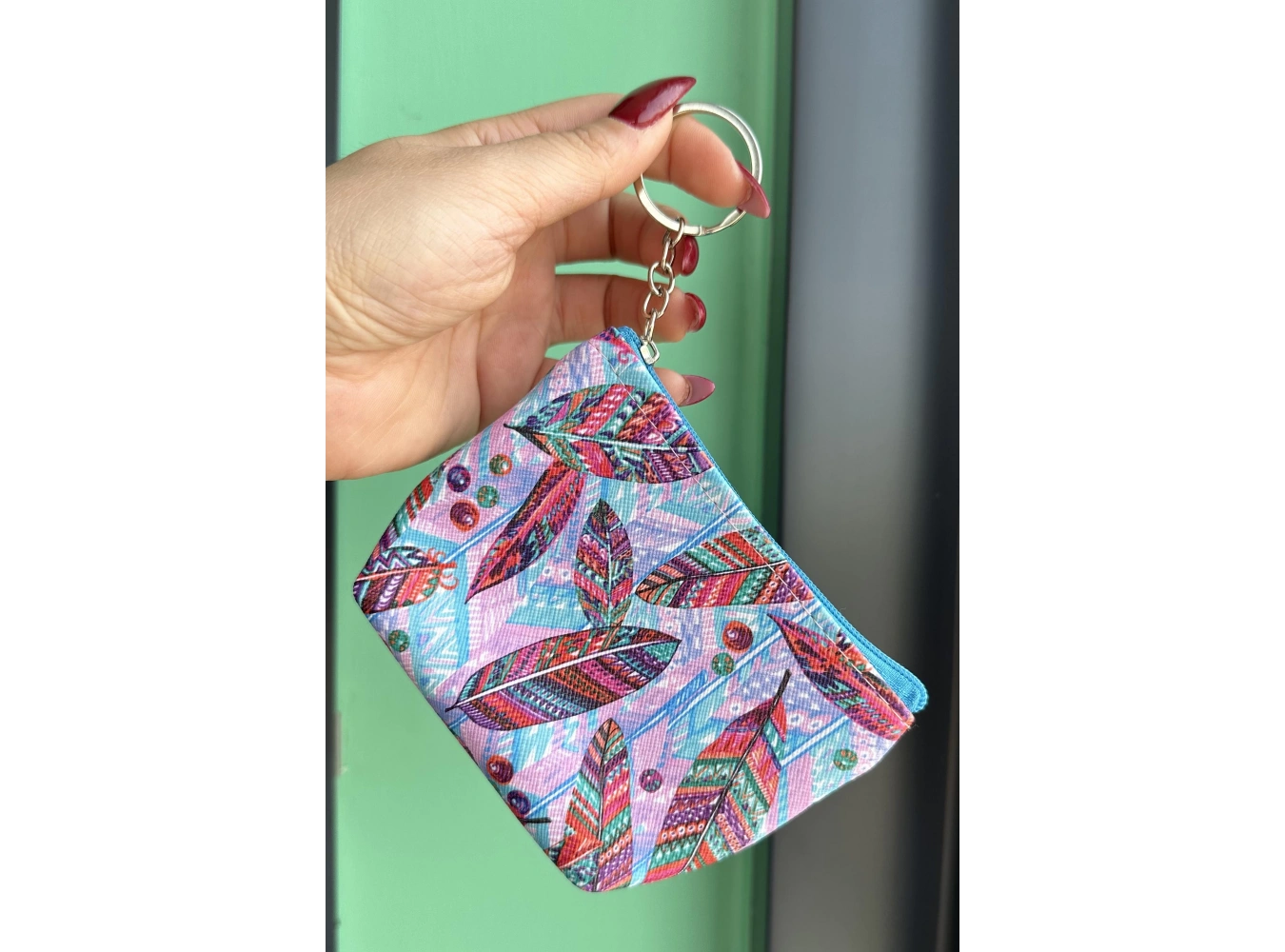 Karışık Renk Tüy Figürlü Cüzdan/ Anahtarlık