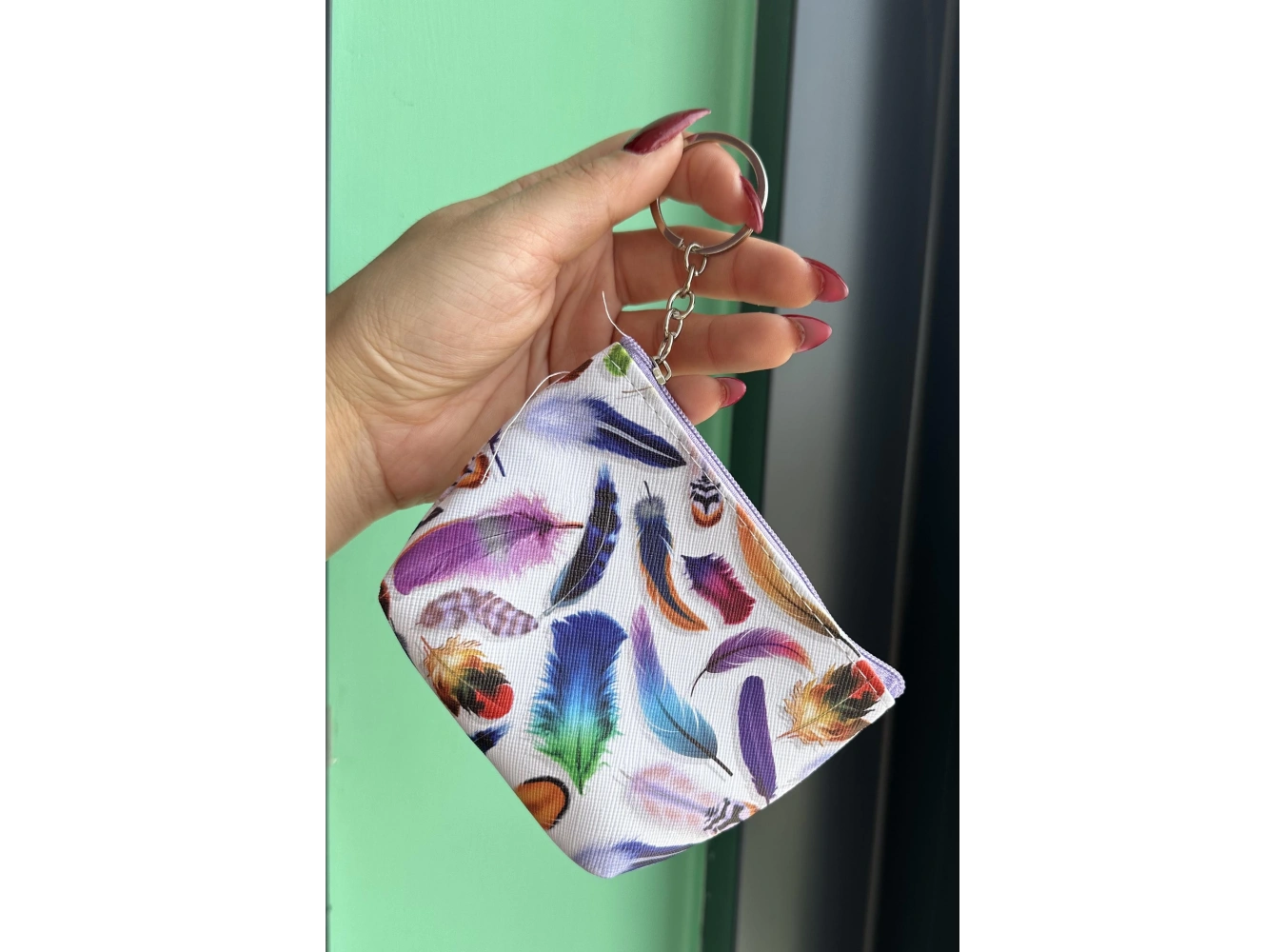 Karışık Renk Tüy Figürlü Cüzdan/ Anahtarlık