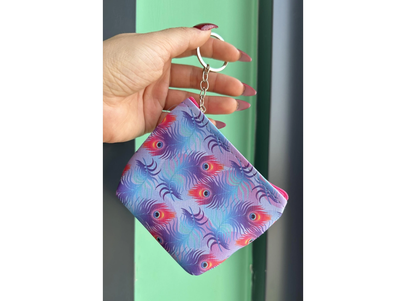 Karışık Renk Tüy Figürlü Cüzdan/ Anahtarlık