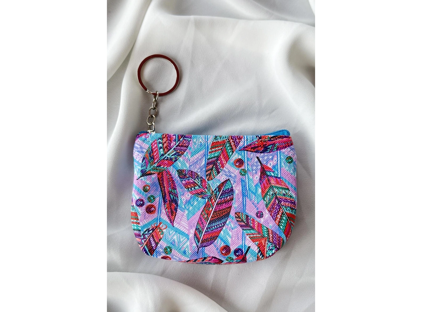 Karışık Renk Tüy Figürlü Cüzdan/ Anahtarlık