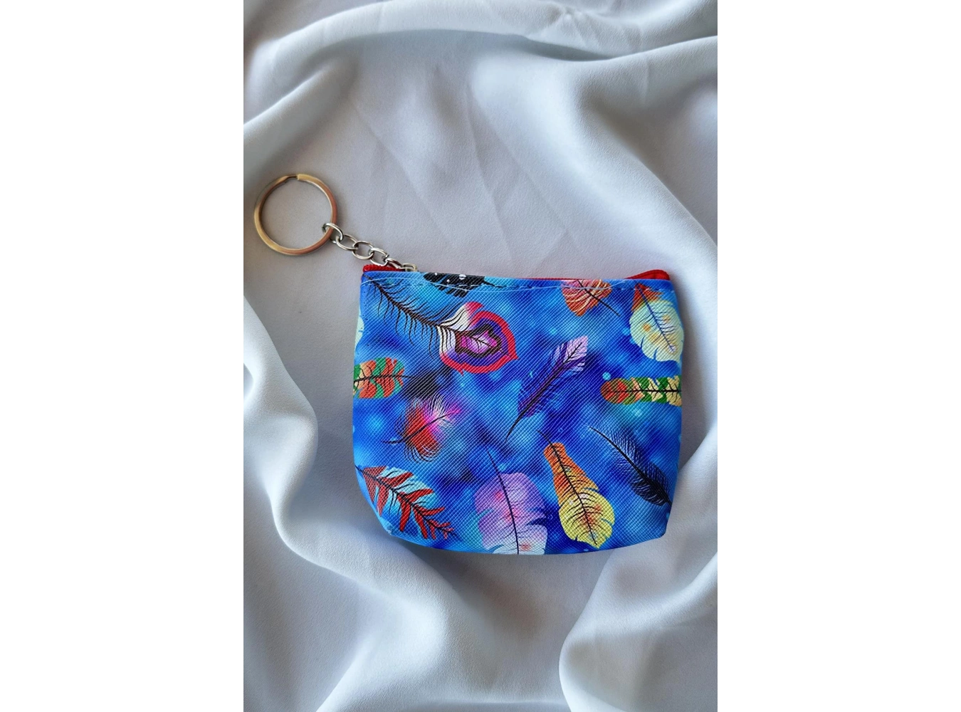 Karışık Renk Tüy Figürlü Cüzdan Anahtarlık