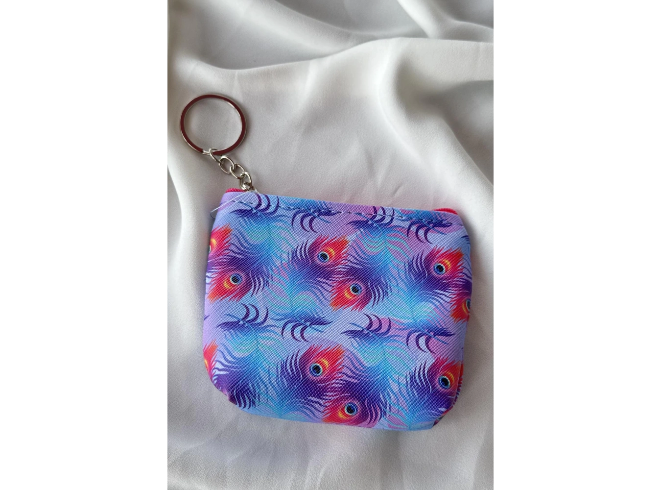 Karışık Renk Tüy Figürlü Cüzdan/ Anahtarlık