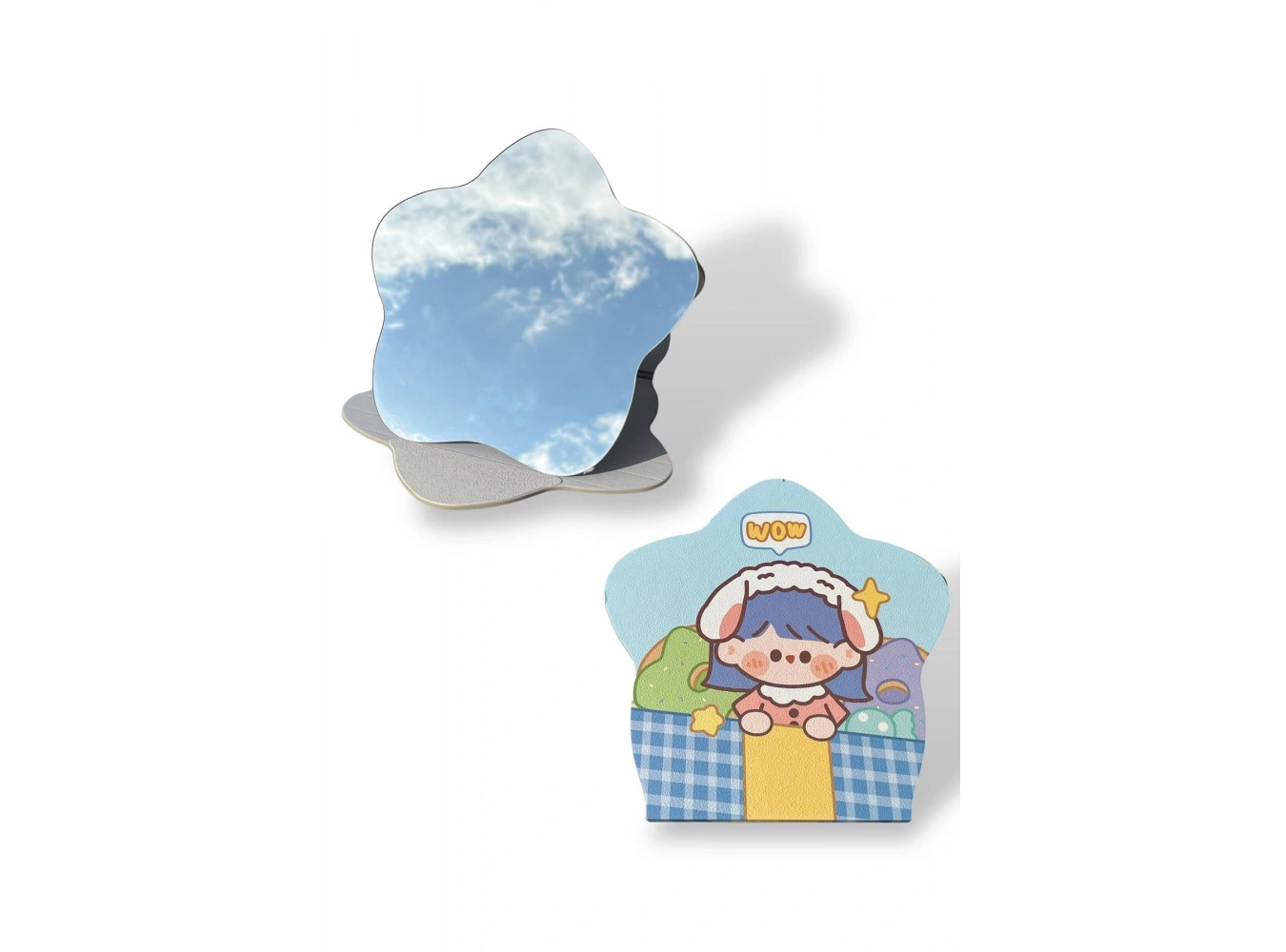 Karışık Renk Wow Yazılı Çocuk Figürlü Masa Aynası