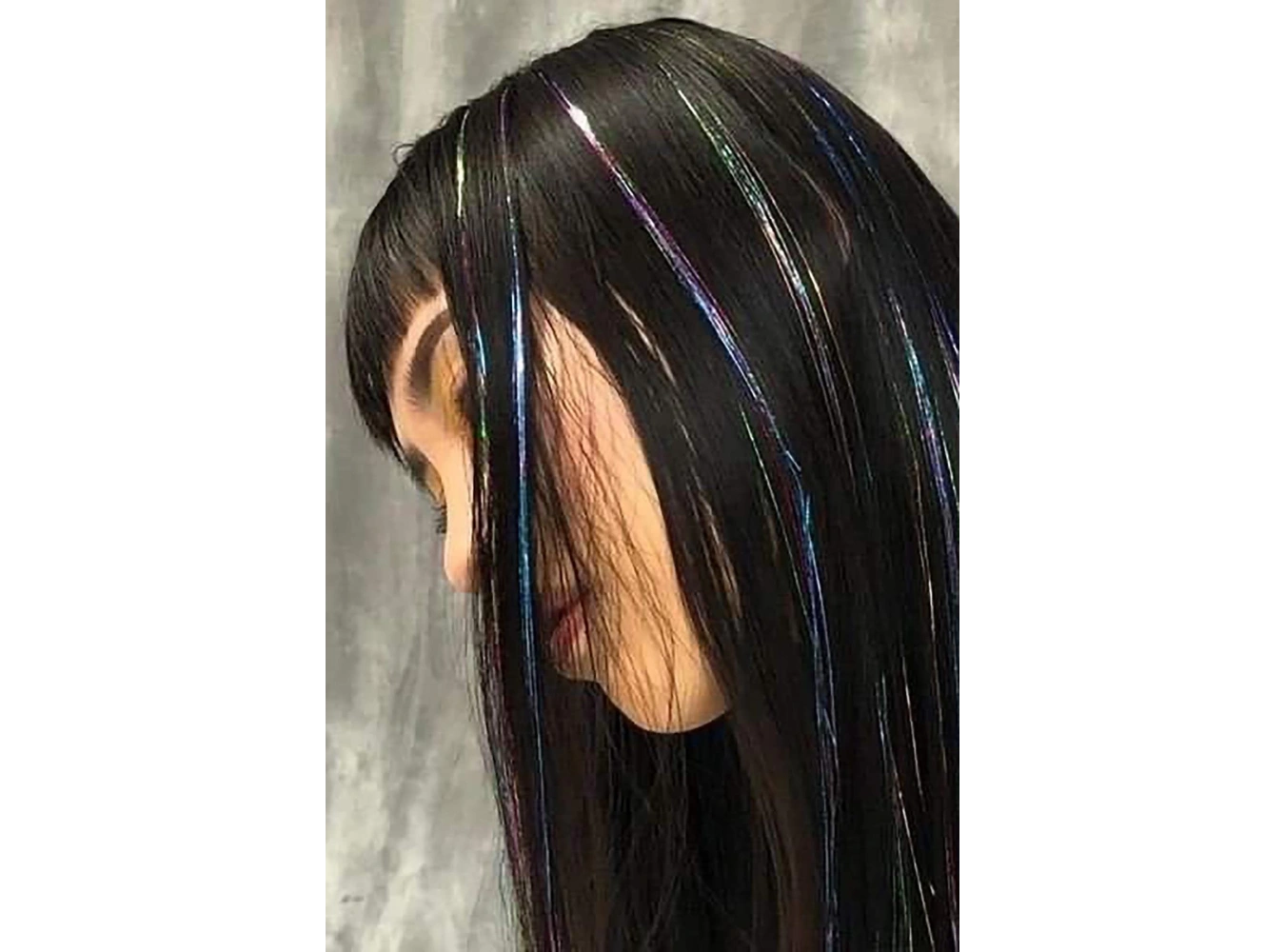 Karışık Renk Yan Postiş Hair Tinsel Shiny Hair (50 Cm)