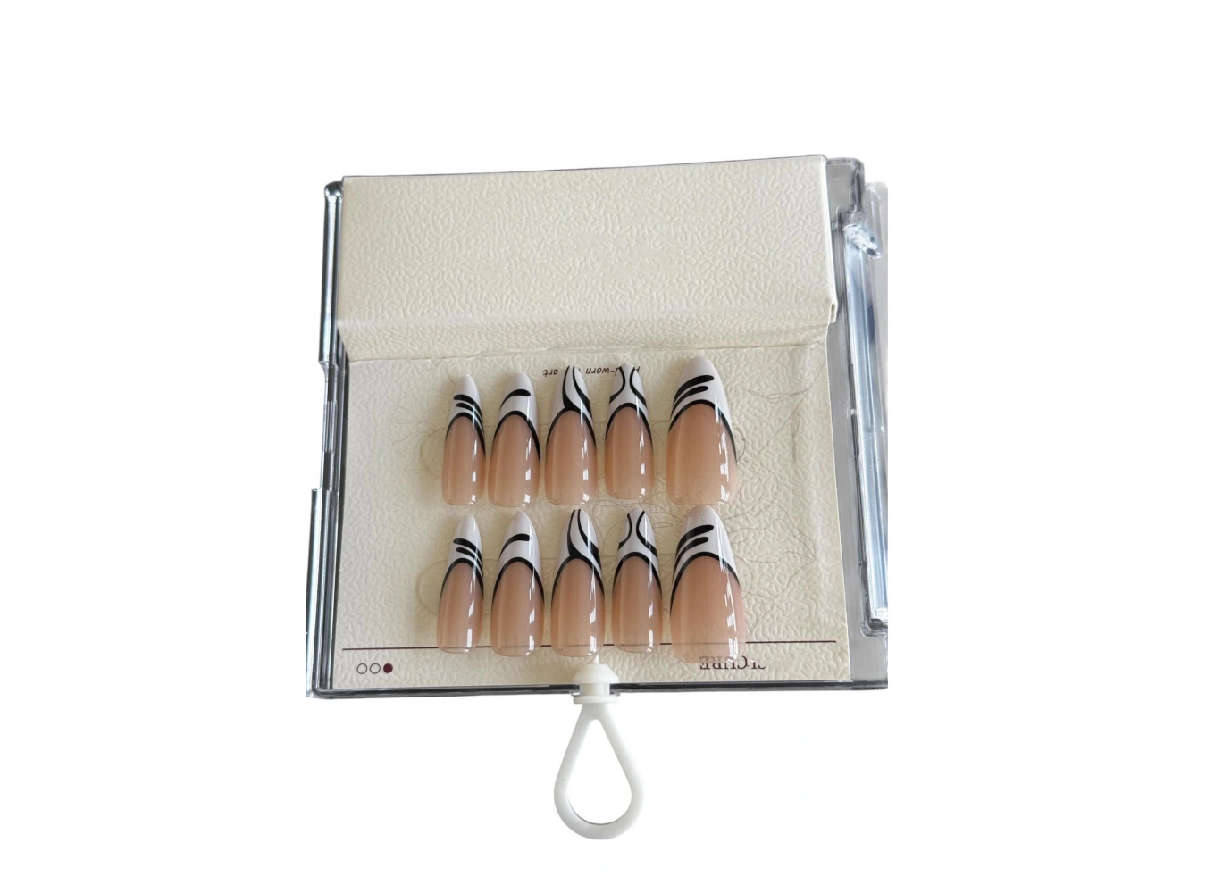 Karışık Renk Zebra Detaylı Jel Tırnak Görünümlü 10lu Takma Tınak Set (Yapıştırıcılı)