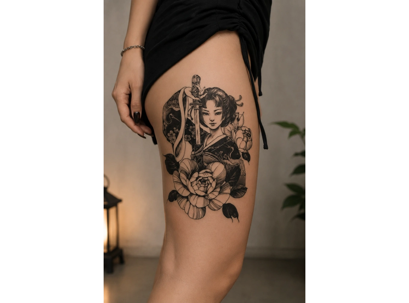 Katanalı Kız Geçici Dövme Tattoo