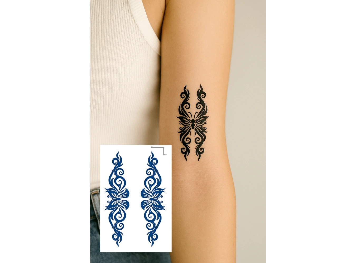 Kelebek Figürlü 12 Saat Sonra Kararan Geçici Dövme Tattoo