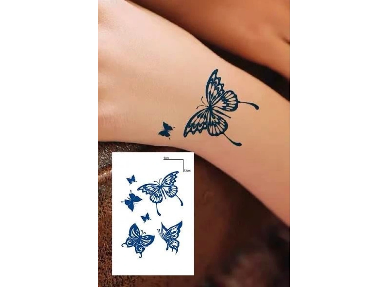 Kelebek Figürlü 12 Saat Sonra Kararan Geçici Dövme Tattoo
