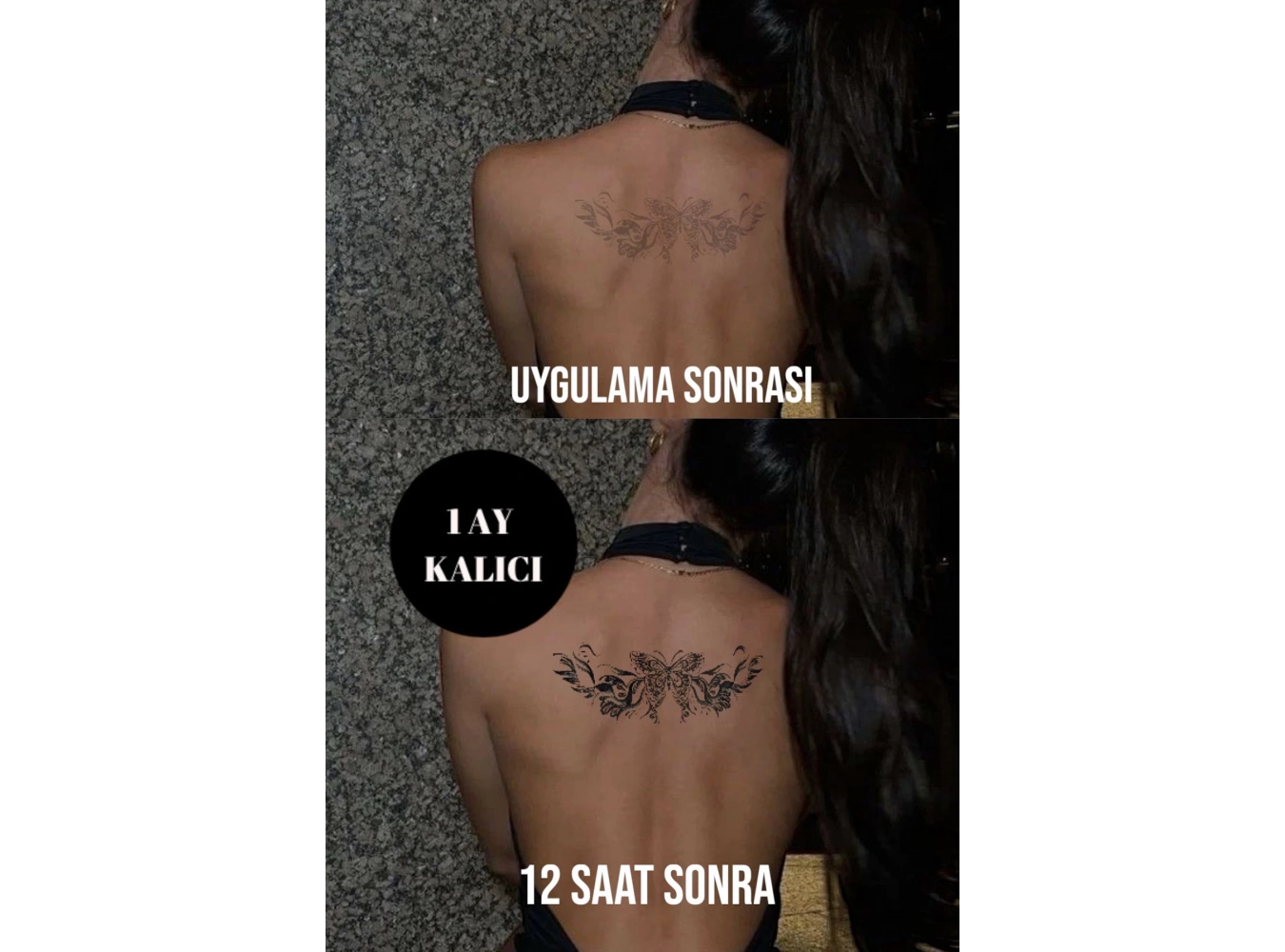Kelebek Figürlü 12 Saat Sonra Kararan Geçici Dövme Tattoo