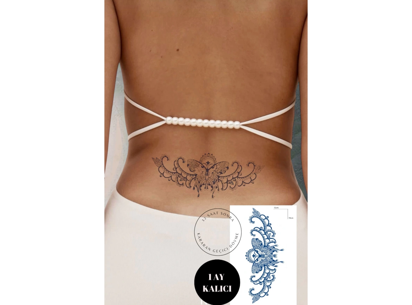 Kelebek Figürlü 12 Saat Sonra Kararan Geçici Dövme Tattoo