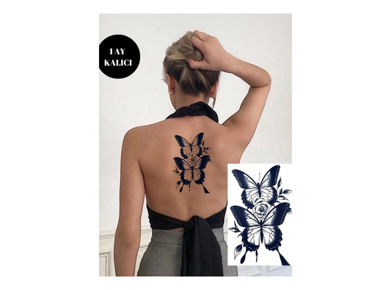 Kelebek Figürlü 12 Saat Sonra Kararan Geçici Dövme Tattoo