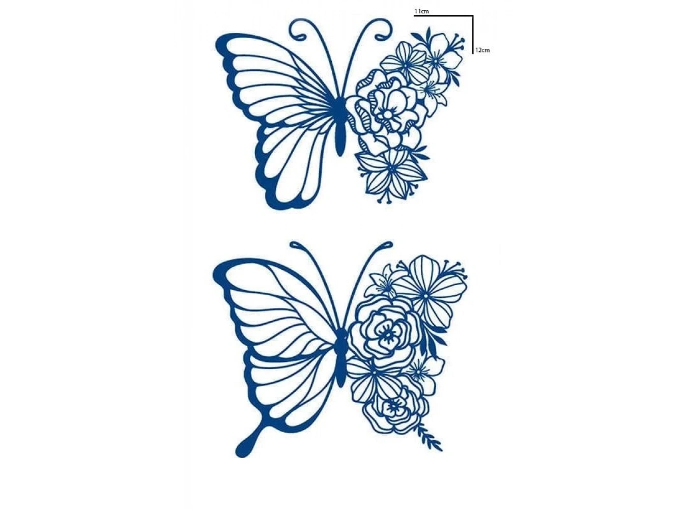 Kelebek Figürlü 12 Saat Sonra Kararan Geçici Orta Dövme Tattoo