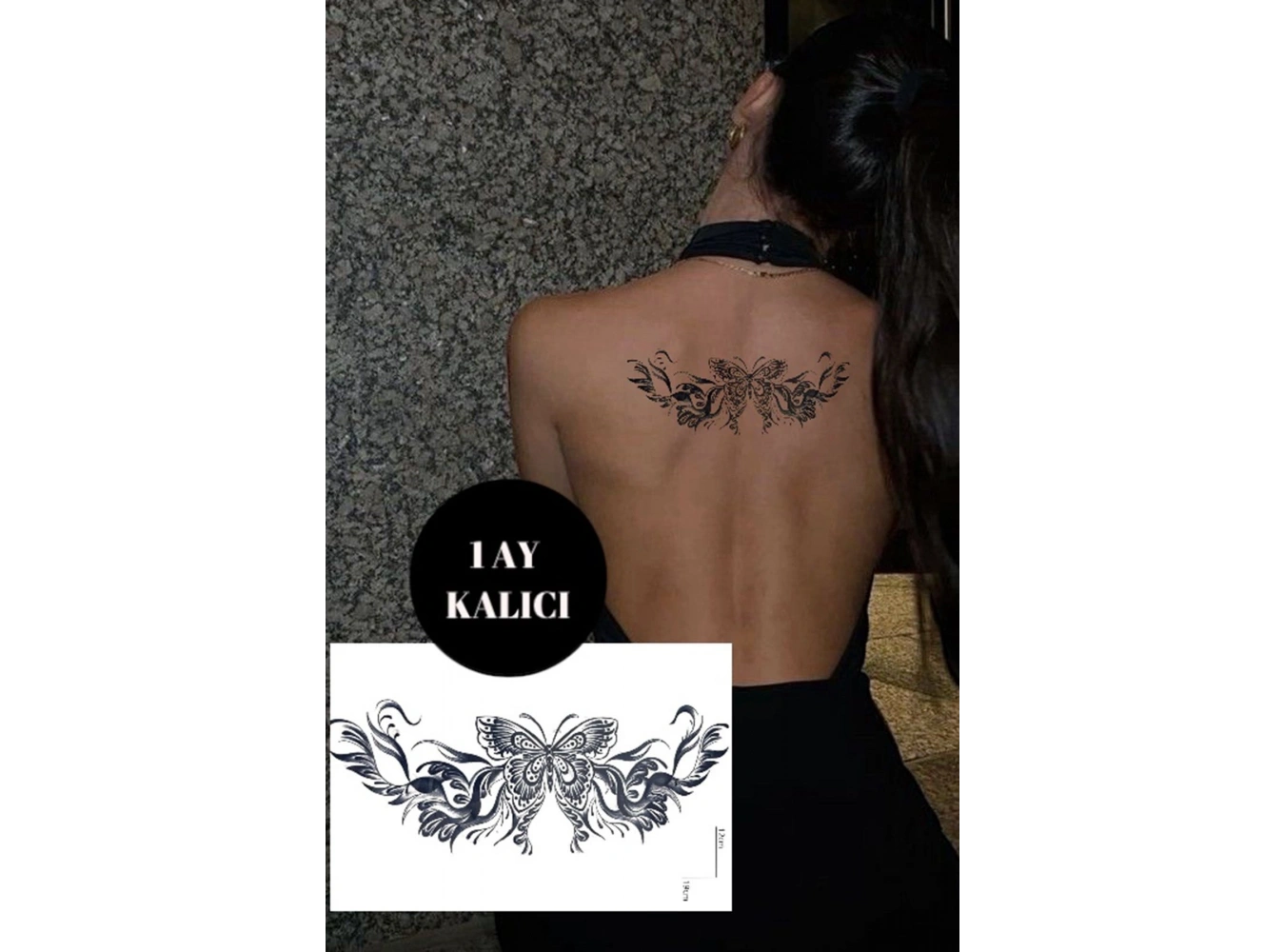 Kelebek Figürlü Sonradan Kararan Yarı Kalıcı Geçici Dövme Tattoo