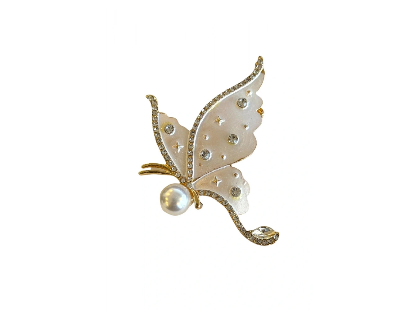Kelebek Figürlü Taşlı Broş