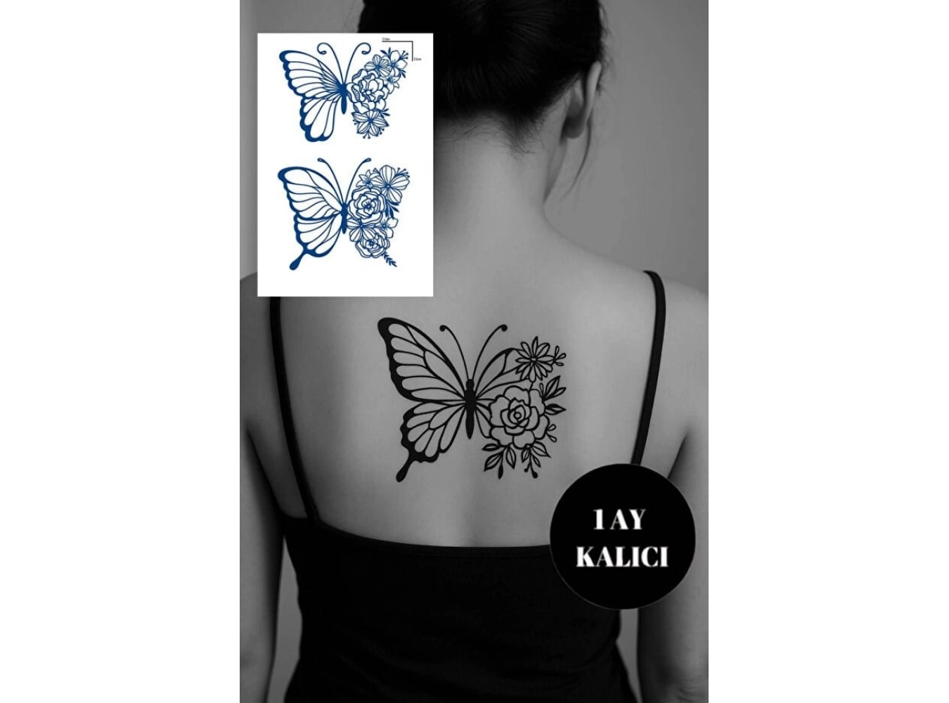 Kelebek Sonradan Kararan Yarı Kalıcı Geçici Dövme Tattoo