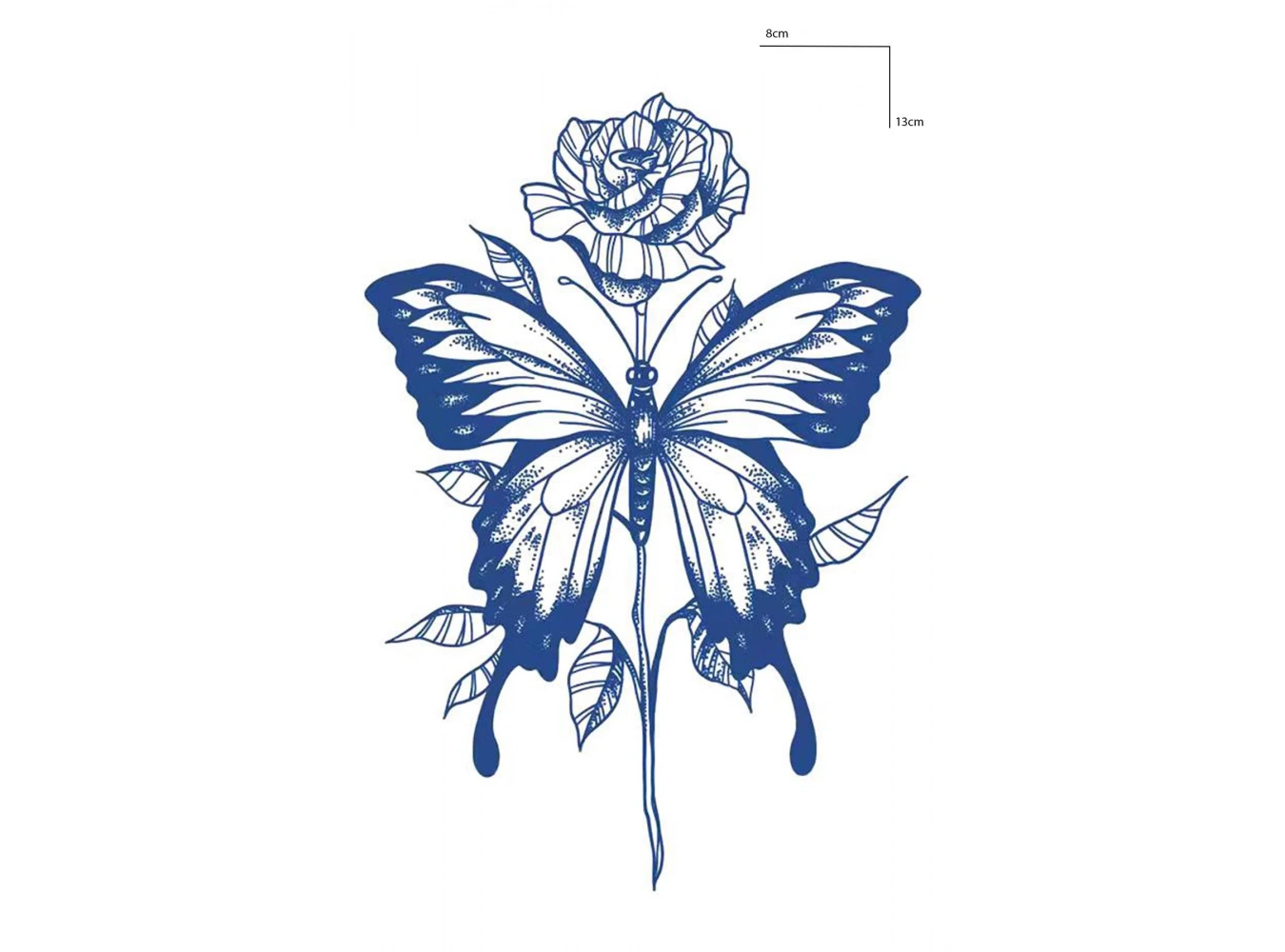 Kelebek Ve Gül Figürlü 12 Saat Sonra Kararan Geçici Dövme Tattoo