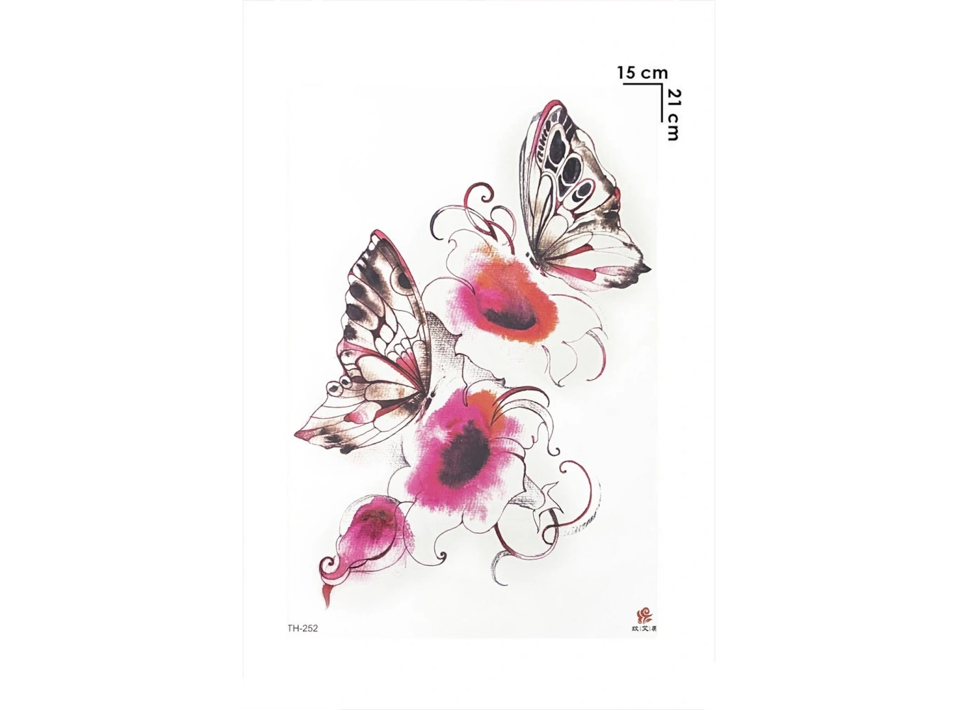 Kelebek ve Gül Geçici Dövme Tattoo