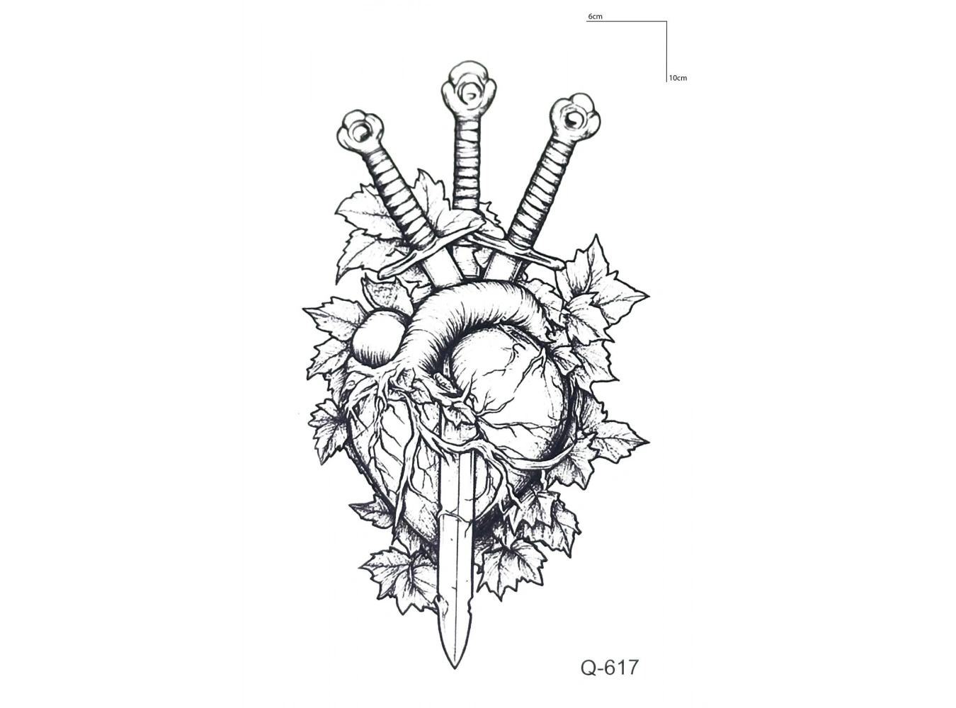 Kılıç ve Kalp Mini Geçici Dövme Tattoo