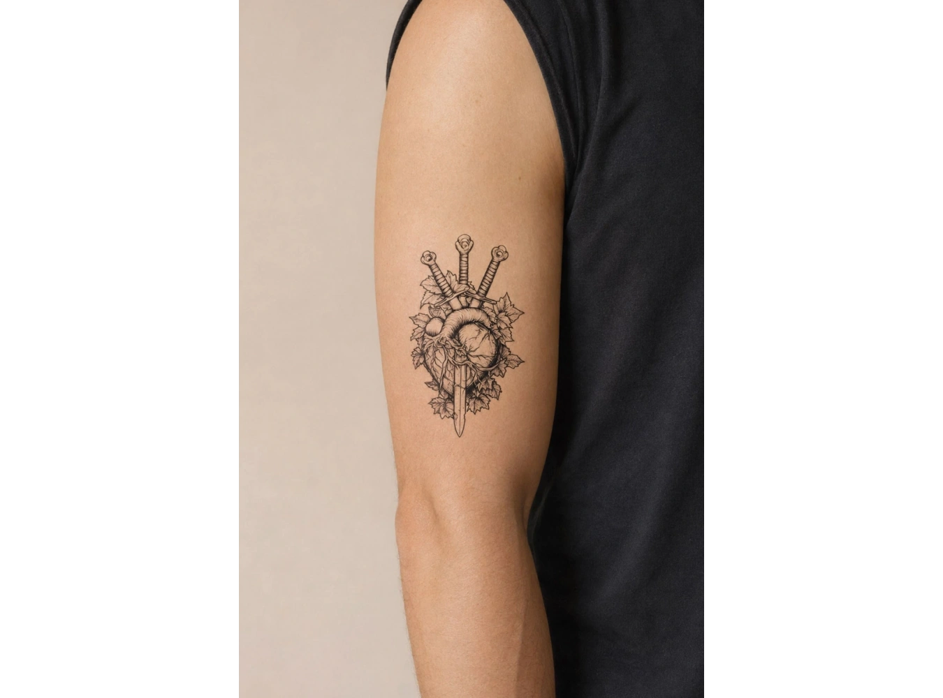 Kılıç ve Kalp Mini Geçici Dövme Tattoo