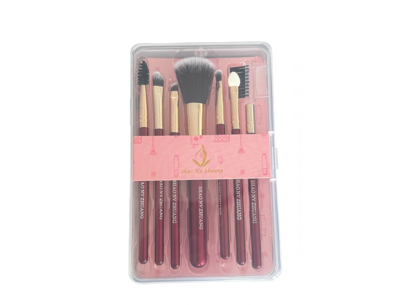 Kırmızı Renk 7li Makyaj Fırçası Set