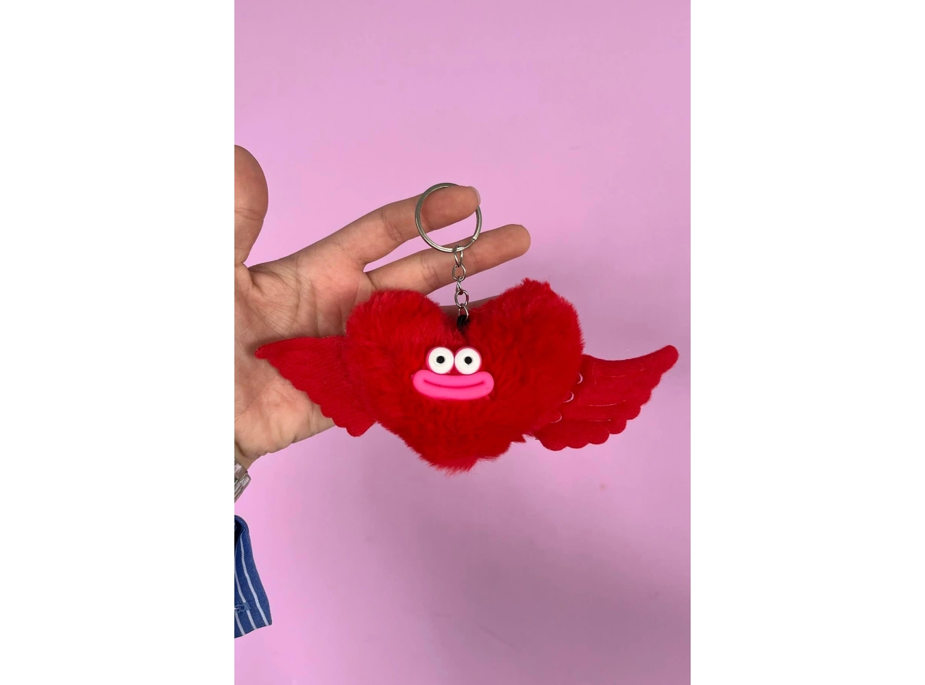 Kırmızı Renk Canavar Figürlü Peluş Anahtarlık