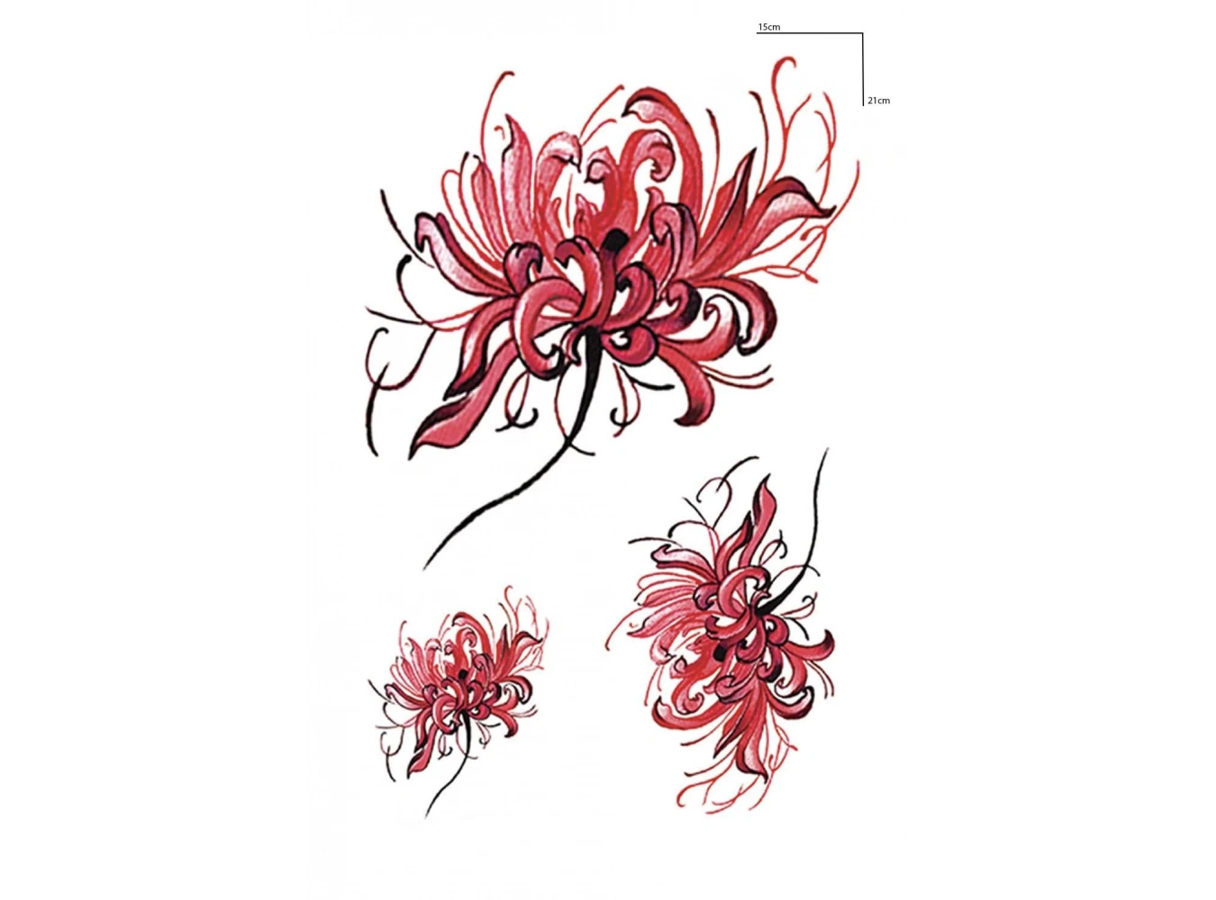 Kırmızı Renk Çiçek Figürlü Geçici Dövme Tattoo