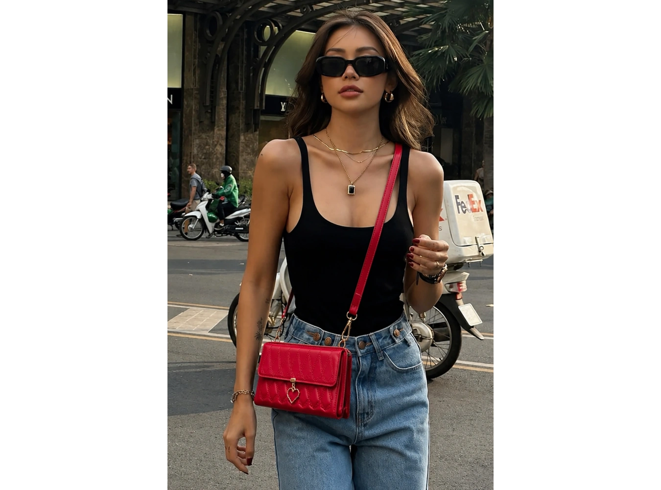 Kırmızı Renk Deri Kadın Çanta/Cüzdan