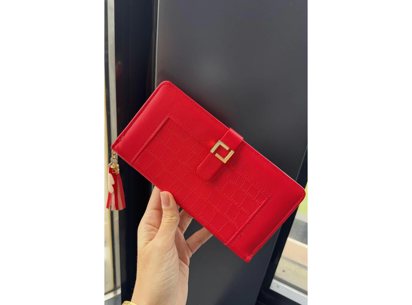 Kırmızı Renk Deri Kadın Cüzdan