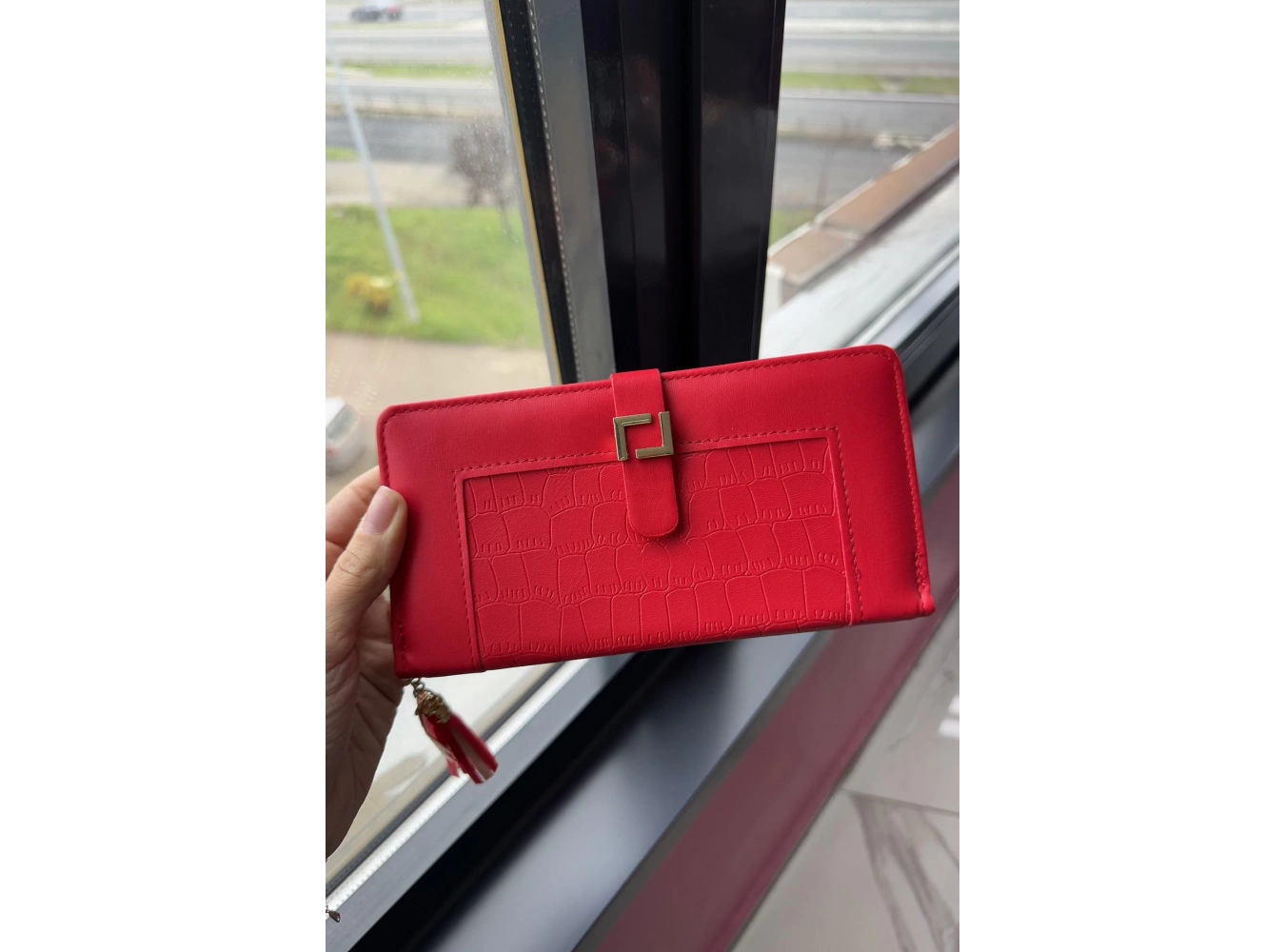 Kırmızı Renk Deri Kadın Cüzdan