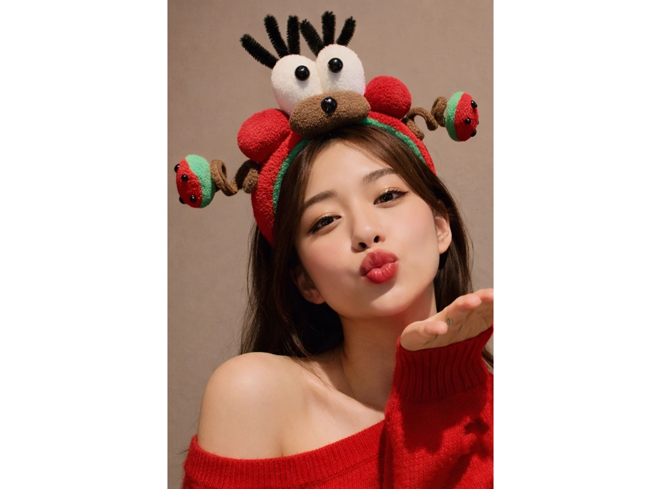 Kırmızı Renk Eğlenceli Peluş Taç