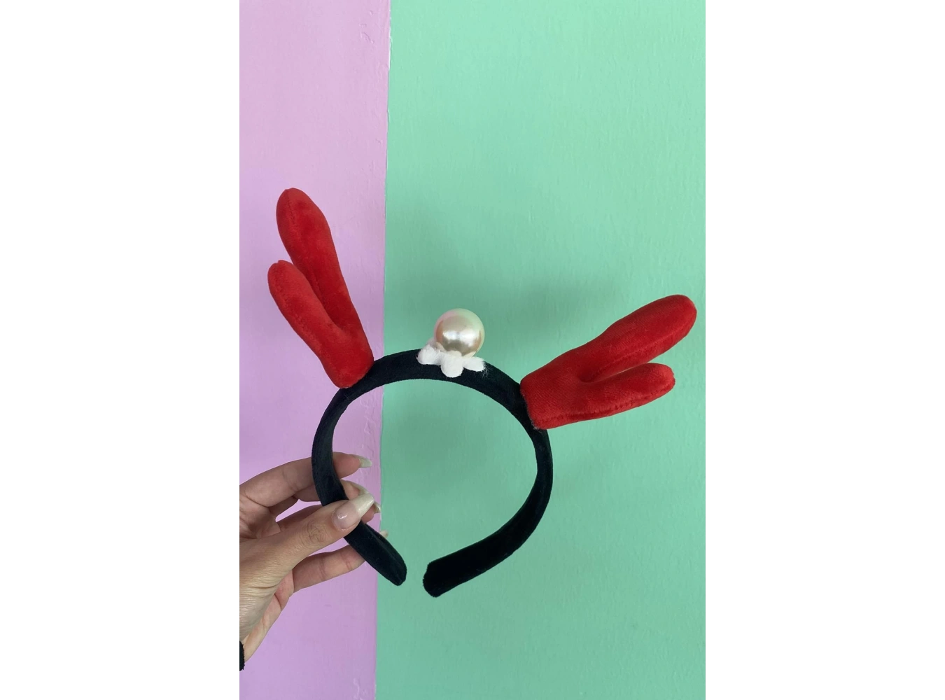 Kırmızı Renk Geyik Boynuzu Figürlü İnci Detaylı Taç