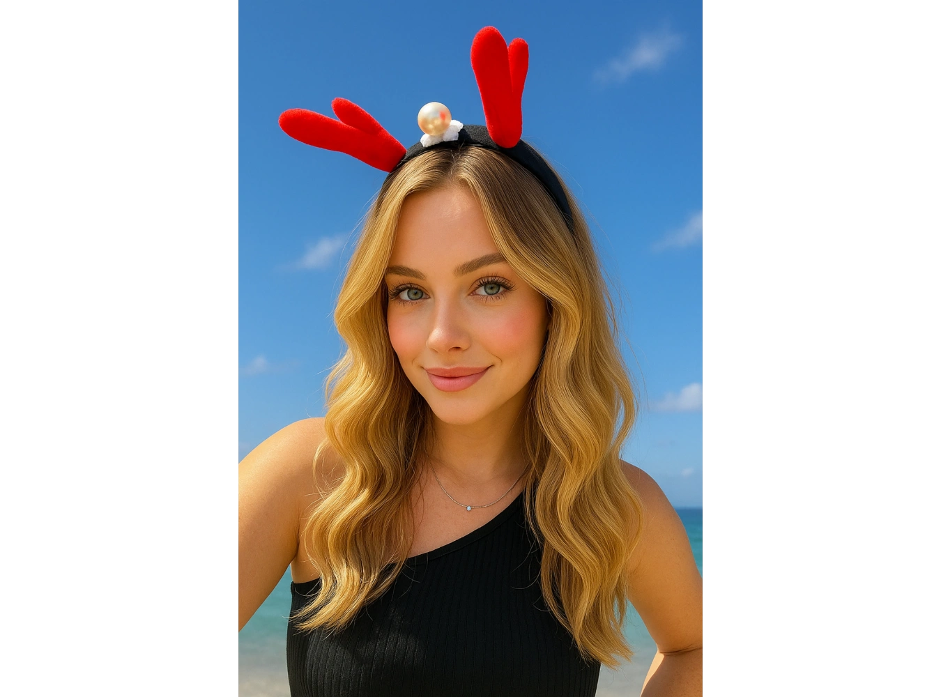 Kırmızı Renk Geyik Boynuzu Figürlü İnci Detaylı Taç