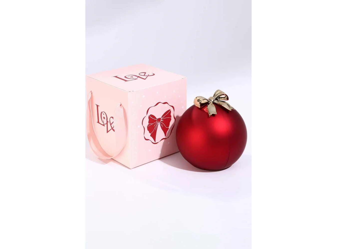 Kırmızı Renk Gül Figürlü Karton Çanta Hediyeli Hediye Kutusu