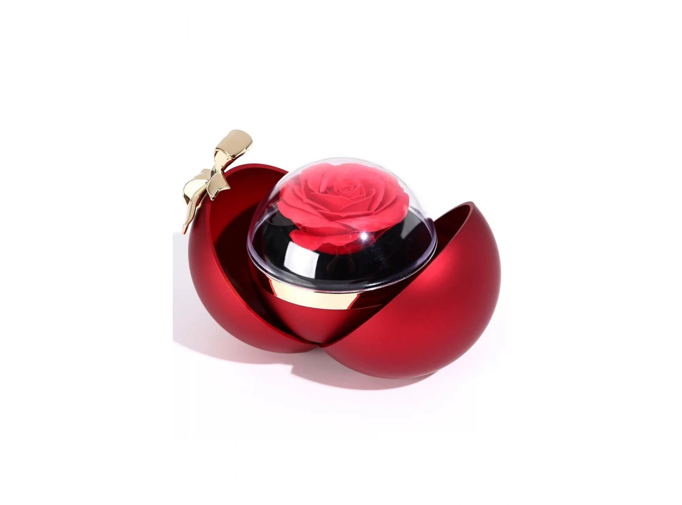 Kırmızı Renk Gül Figürlü Karton Çanta Hediyeli Hediye Kutusu