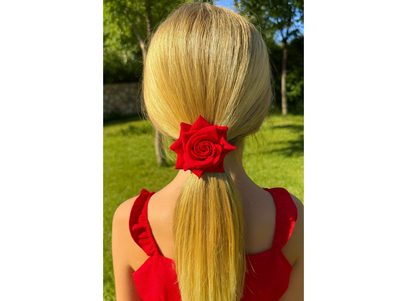 Kırmızı Renk Gül Figürlü Lastik Toka