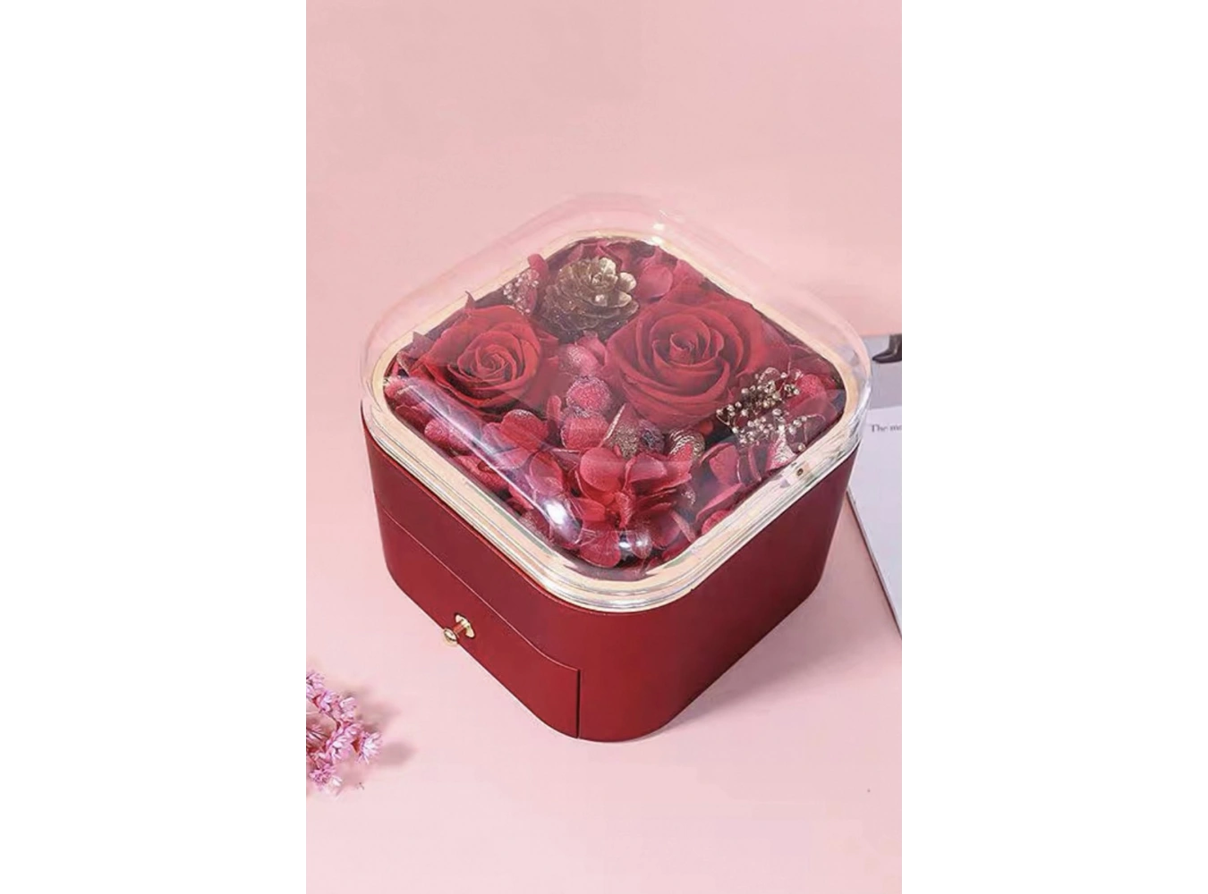 Kırmızı Renk Gül Figürlü Takı Organizeri