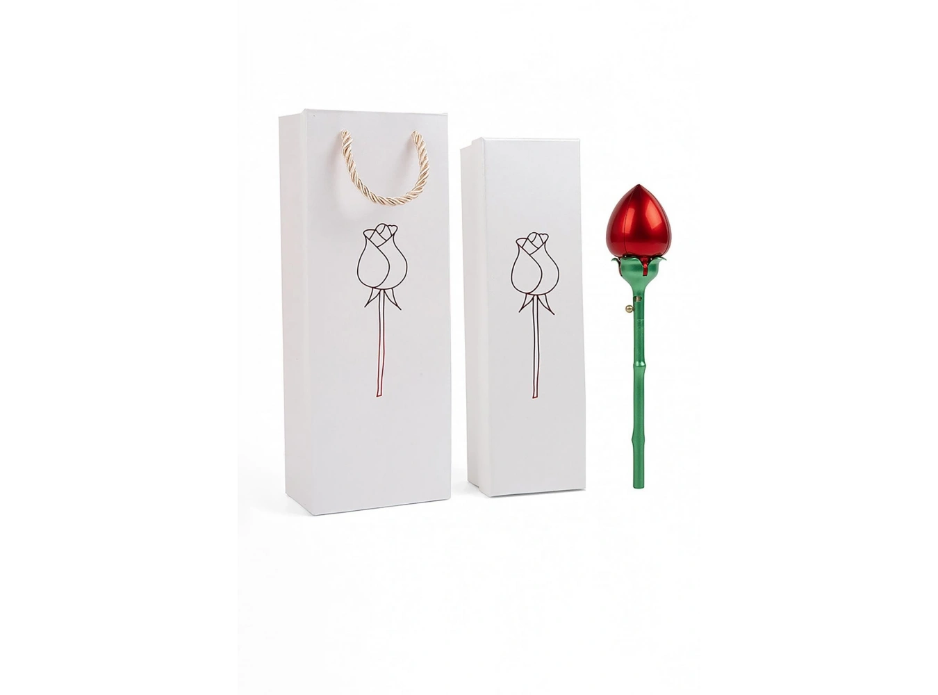 Kırmızı Renk Gül Figürlü Yüzük Kutusu