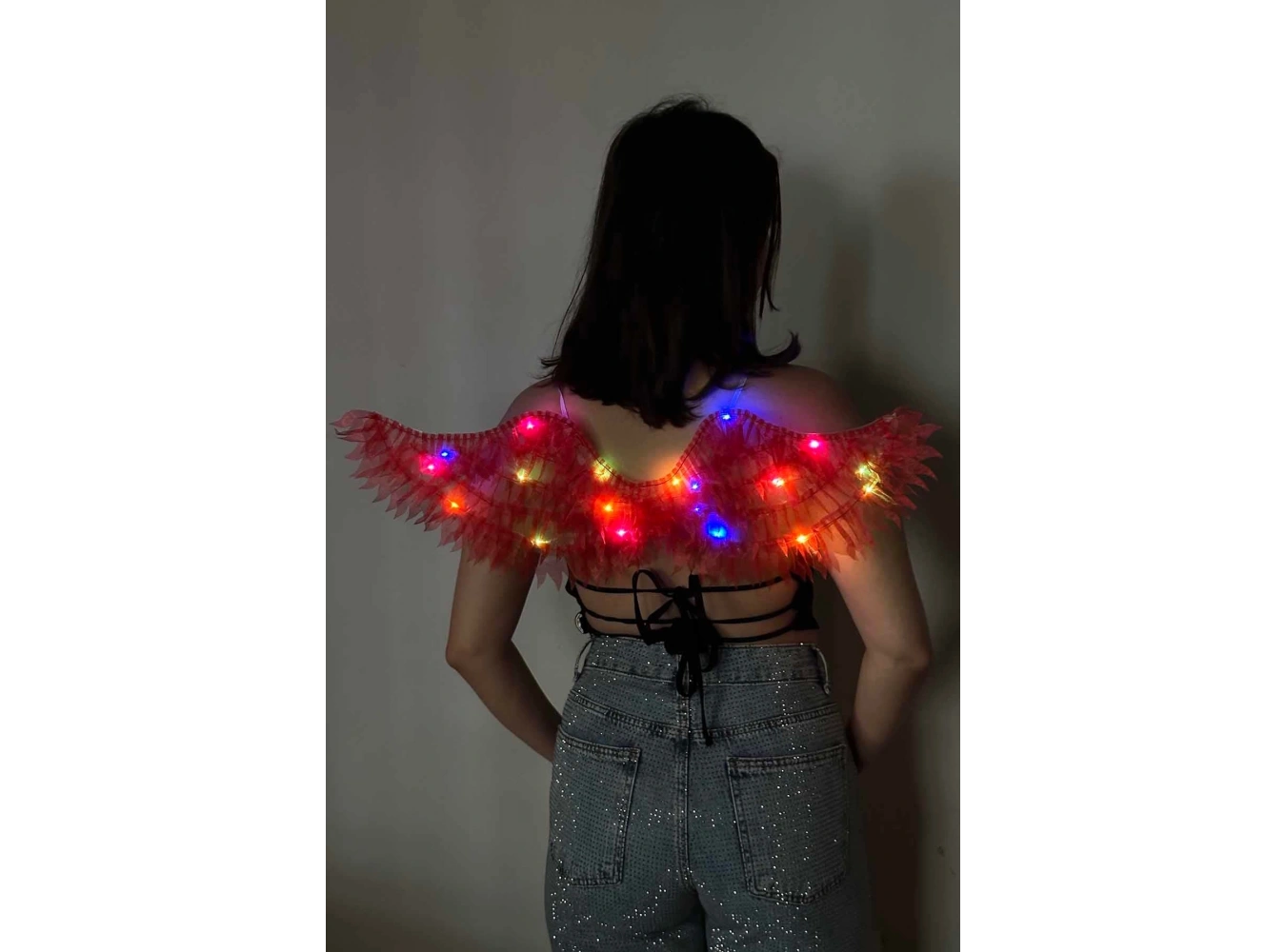 Kırmızı Renk Işıklı Melek Kanadı