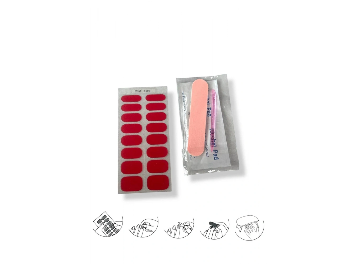 Kırmızı Renk Jel Tırnak Etiketi - Uv Ile Yapılan Poly Jel Sticker Sertleşen -Kürlenmiş Jel Tırnak Stickerı